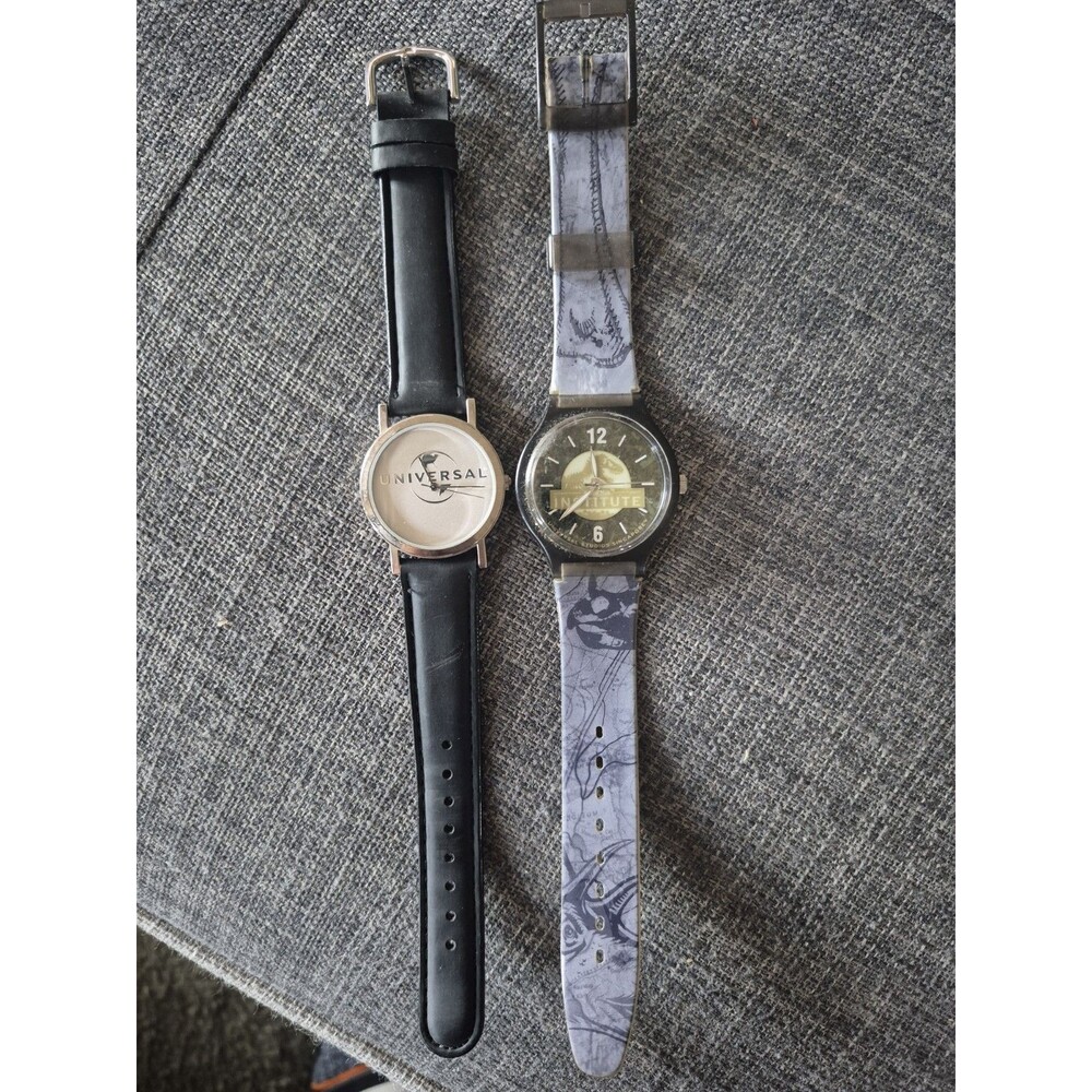 2 VTG Europa Universal Quartz Watch Unisex Silver Japan Movt Leather New Battery
